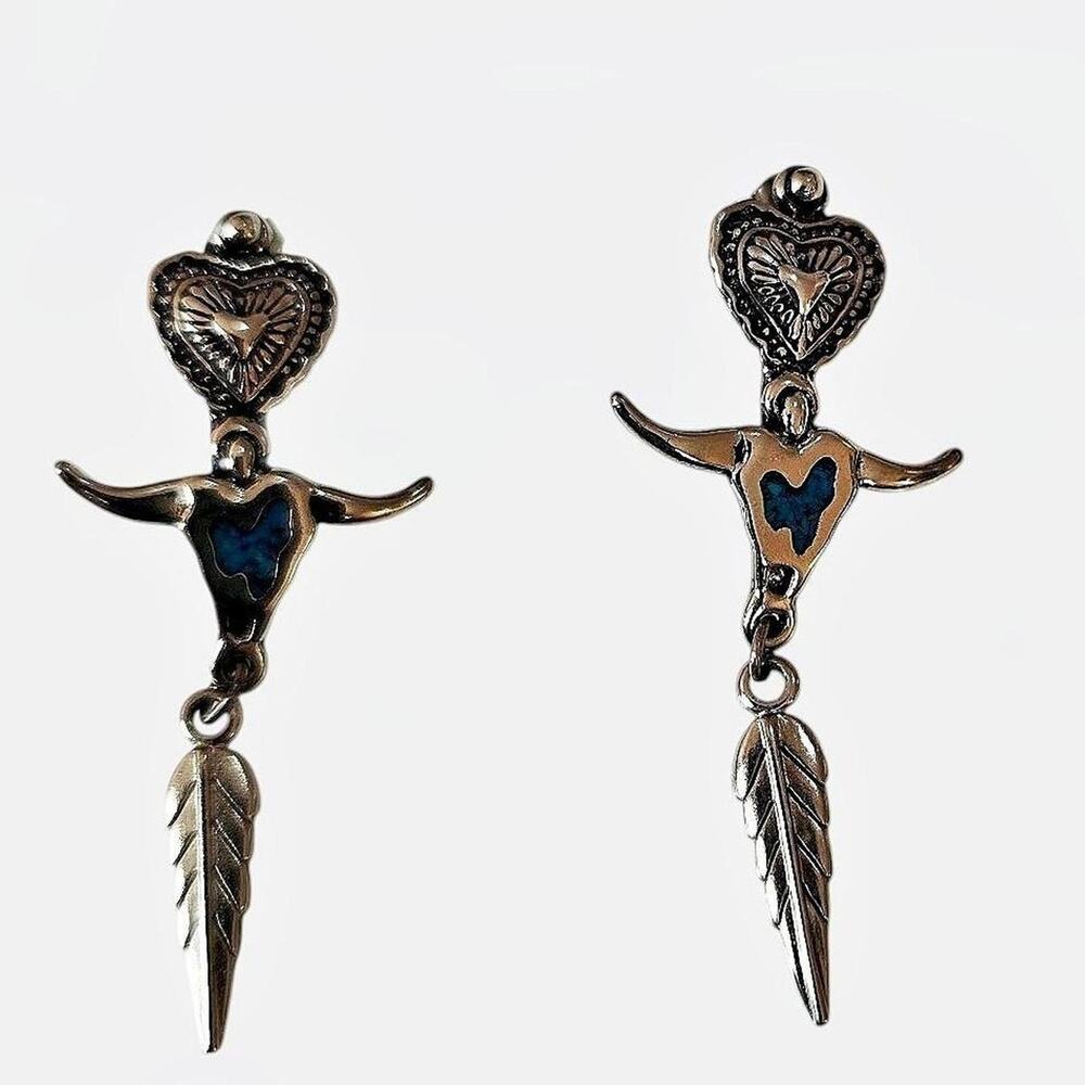 Vintage Relios Carolyn Pollack Sterling Silver Turquoise Sky Goddess Earrings